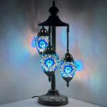 Midnight Blue Egg Shaped Mosaic Floor Lamp with 3 Globes $119.99