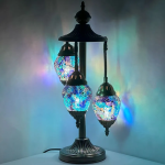 Navy Blue Handcrafted Egg Shaped Turkish Lamps with 3 Globes $109.99
