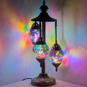 Egg Shaped Handmade Mosaic Floor Lamps with Rainbow Hues 3 Globes $109.99