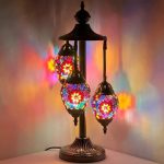 Hot Red Flower Egg Shaped Mosaic Floor Lamp with 3 Globes $119.99